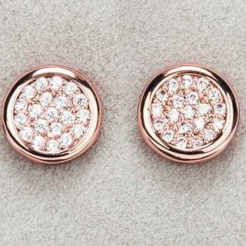 Newgrange Living Diamante Round Earrings Rose Gold