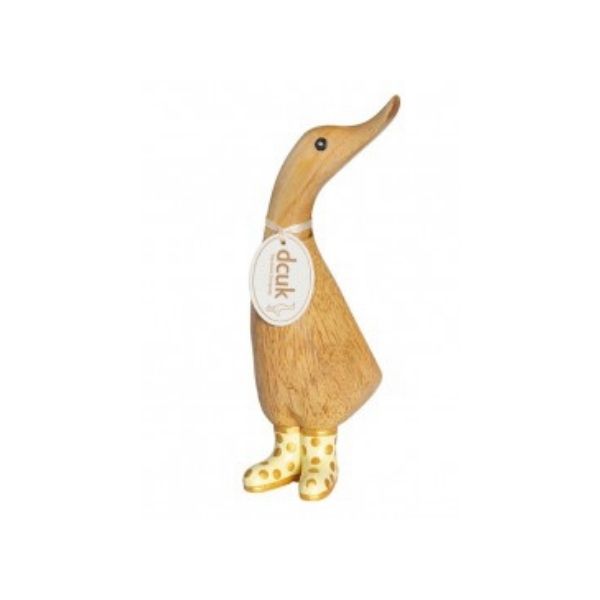 Dcuk Natural Finish Duckling With Yellow & Gold Spotty Welly Boots