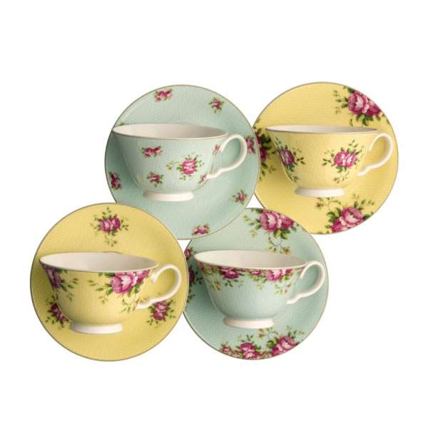 Aynsley Archive Rose Tea Cup and Saucer Set