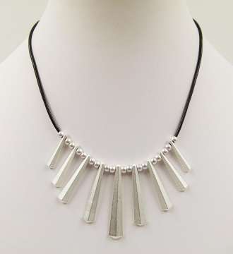 Tempest Geometric Drop On A short Leather Necklace