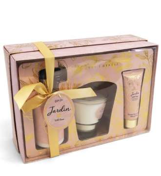 Jardin Wild Roses Candle & Hand Cream Set From Tipperary Crystal