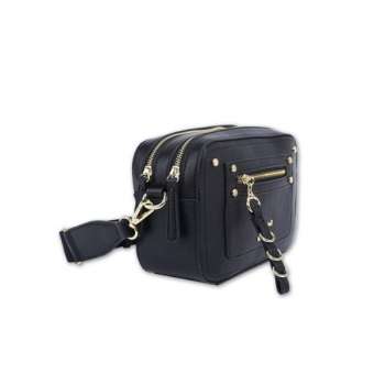 Gionni Black Crossbody Double Zip Box Bag