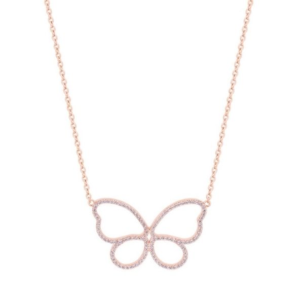 Butterfly Rose Gold Pendant With Diamond From Tipperary Crystal
