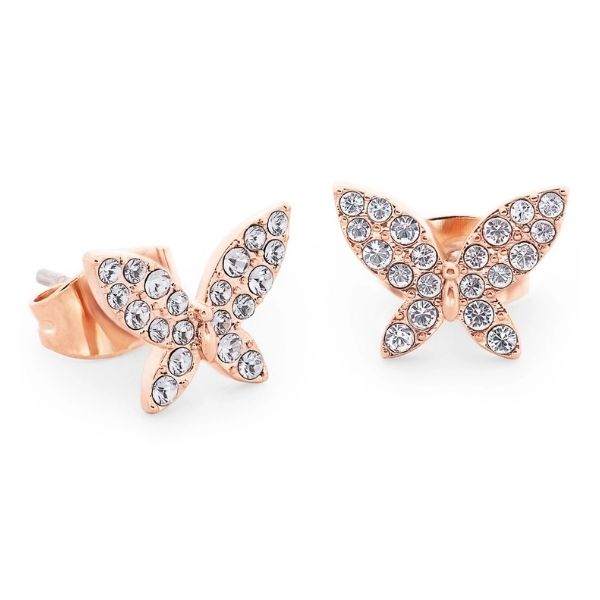 Butterfly Rose Gold Stud Earrings From Tipperary Crystal