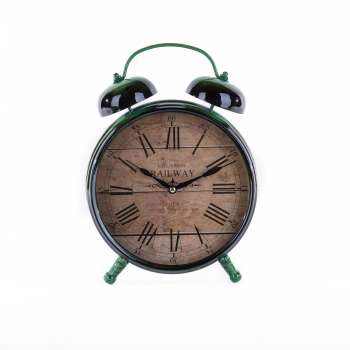 Standing Twin Bell Clock in Vintage Green