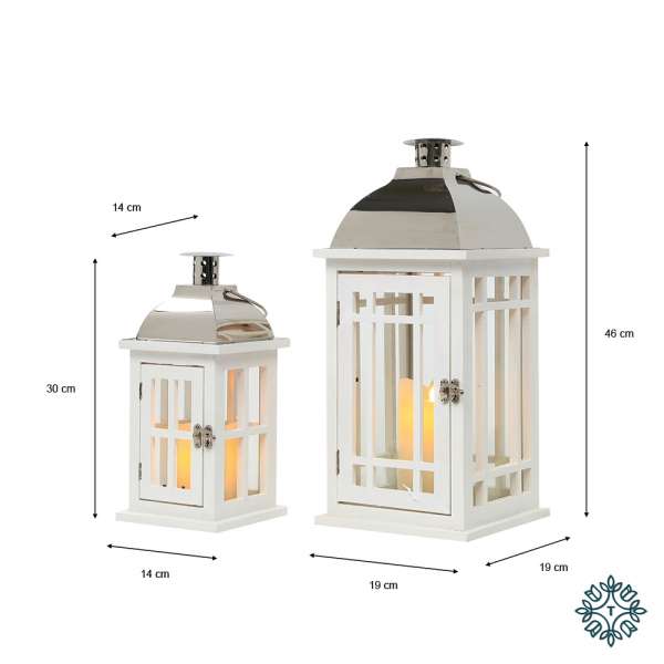 Tara Lane Set 2 Julie White Wooden Lanterns
