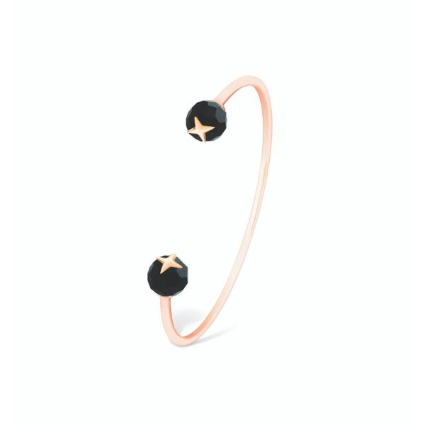 Rose Gold Moon Bangle With Black Beads from Tipperary Crystal
