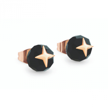 Rose Gold Moon Black Stud Earrings from Tipperary Crystal