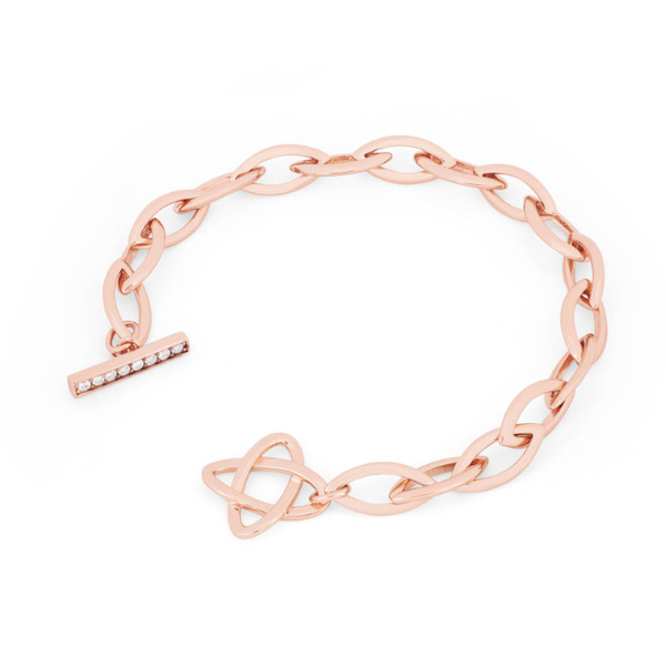 Tipperary Crystal T-Bar Leaf Chain Bracelet