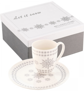 Belleek Living Let it Snow Mug and Plate Set