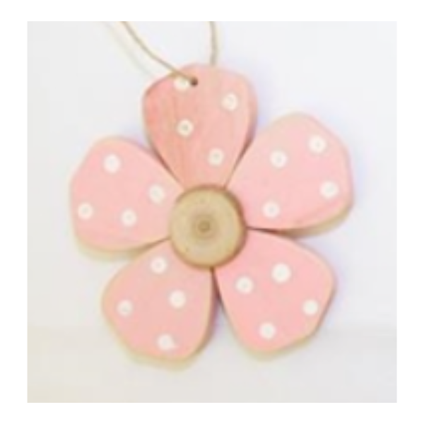 Sweetheart Small Wooden Pink Flower Hanger