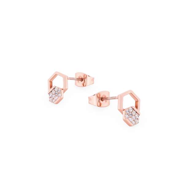 Tipperary Crystal BEE ROSE GOLD HEXAGONAL/PAVE STUD EARRINGS