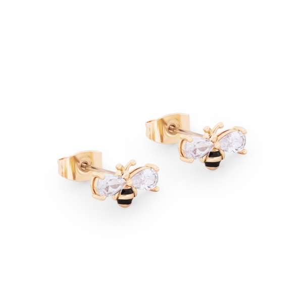 Tipperary Crystal BEE YELLOW GOLD BALL STUD EARRINGS