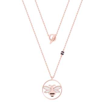 Tipperary Crystal BEE ROSE GOLD MOTHER OF PEARL CIRCLE PENDANT