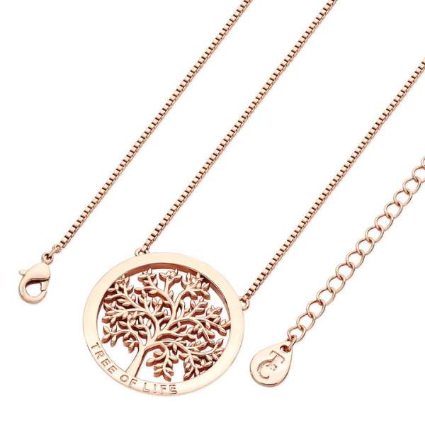 Tipperary Crystal Rose Gold Polished Round Circle With Tree of Life
