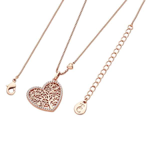 Tipperary Crystal Rose Gold Tree of Life Pave Heart Pendant