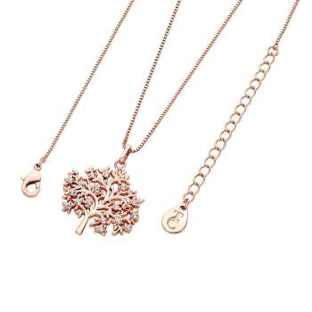 Tipperary Crystal Rose Gold Tree of Life Pendant With White Cubic Zirconia