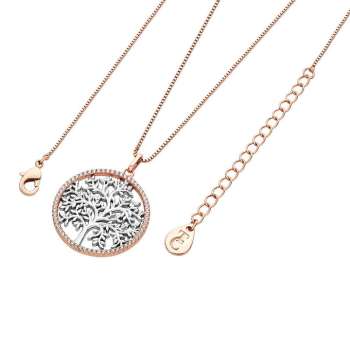 Tipperary Crystal Silver Tree of Life In Rose Gold Cubic Zirconia Circle Pendant