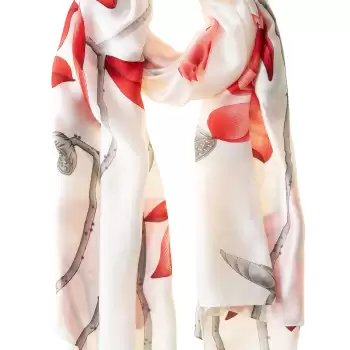 Galway Crystal Red Lillies Polyester Scarf