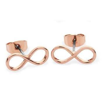 Tipperary Crystal Rose Gold Simple Infinity Stud Earrings
