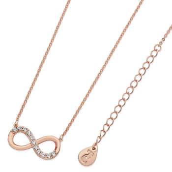 Tipperary Crystal Rose Gold Part Stone Set Infinity Pendant