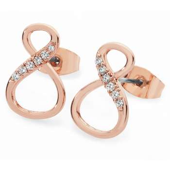 Tipperary Crystal Rose Gold 8 Shape Infinity Stud Earrings