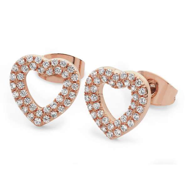Tipperary Crystal Double Pave Heart Earrings Rose Gold