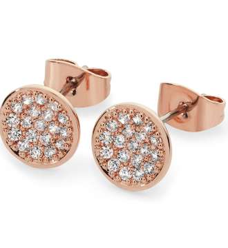 Tipperary Crystal Rose Gold Pave Full Moon Earrings