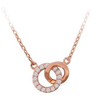Tipperary Crystal Rose Gold Polished & Crystal Circle Pendant