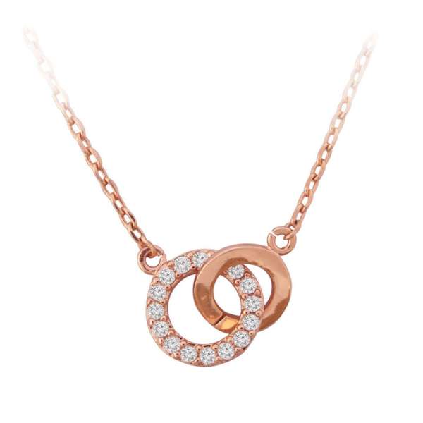 Tipperary Crystal Rose Gold Polished & Crystal Circle Pendant