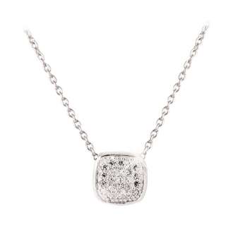 Tipperary Crystal Silver Pave Soft Edge Square Pendant