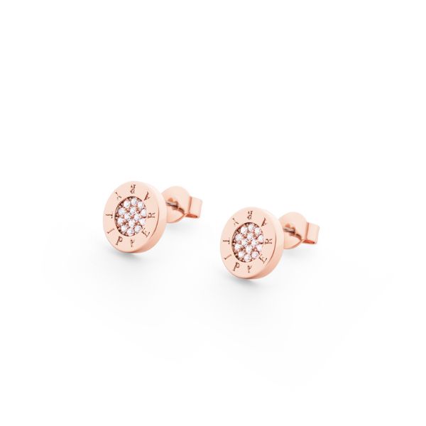 Tipperary Crystal Rose Gold Circle Pave Stud Earrings