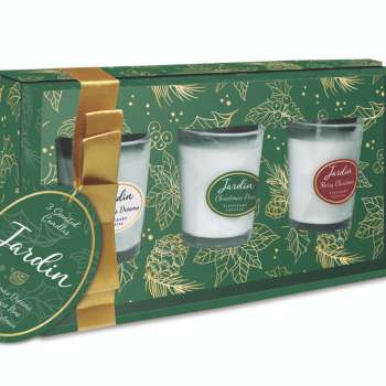 Jardin Collection Christmas Set of 3 Mini Candles - Green Box
