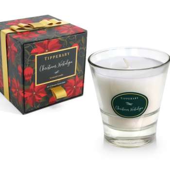 Tipperary Crystal Poinsettia Christmas Nostalgia Candle