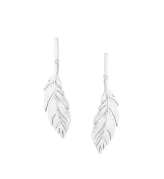 Tipperary Crystal Silver Feather Simple Drop Earrings
