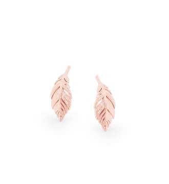 Tipperary Crystal Rose Gold Feather Mini Stud Earrings