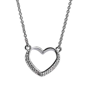 Newgrange Living Silver Diamante Heart Necklace
