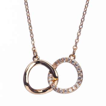 Newgrange Living Rose Gold Interlocking Diamante Rings Necklace