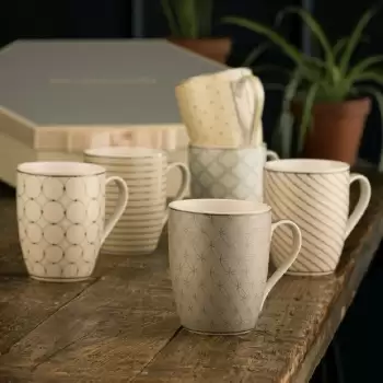 Belleek Living Geometric Pastel 6 Mugs Hexagon Box