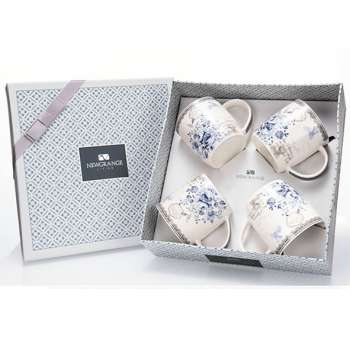 Rose Blue Bone China Mug Set (4)