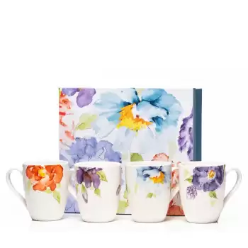 The Grange Watercolour Floral Mug Set Of 4