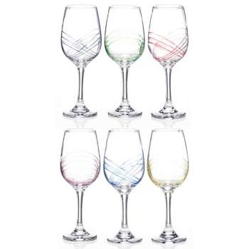 Newgrange Living Swirl Rainbow Wine Glasses Set of 6