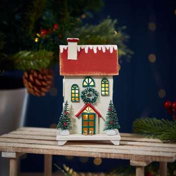 Langs Xmas LED House Ornament With Red Roof